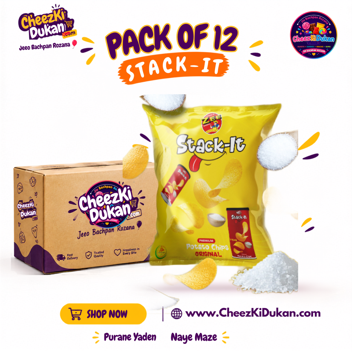 Zee Stack-it Potato Chips Original pack - CheezKiDukan